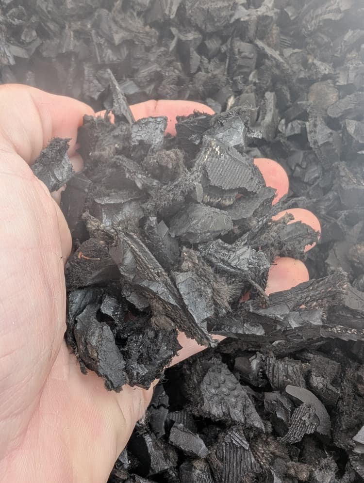 Black Rubber Mulch Nuggets — Up close